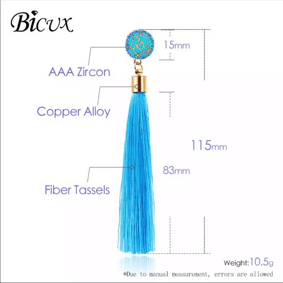 New yellow Bohemian Tassel Crystal Long Earrings - Picture 2 of 2